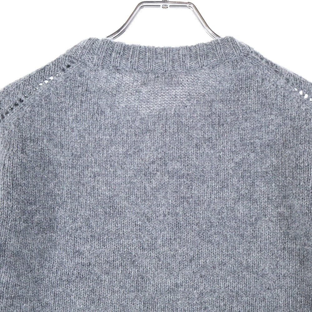 CELINE(セリーヌ) 20SS Logo Crest Crew Neck Knit フロントフェルト クルーネック 長袖ニット トレーナー グレー 2A97C150I