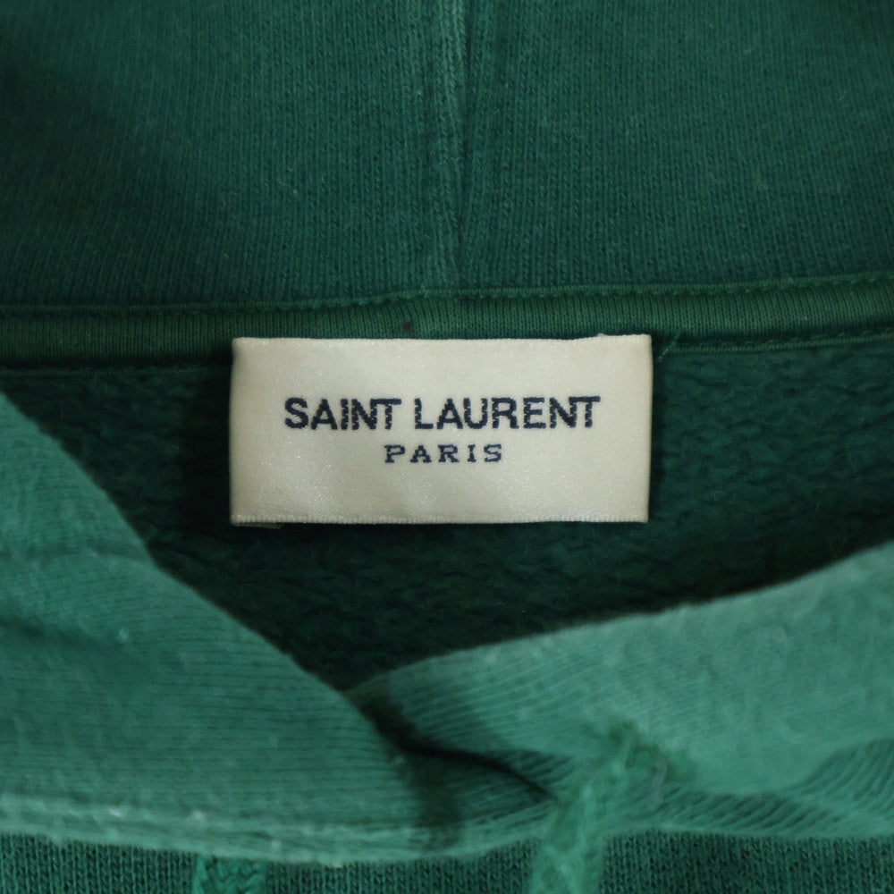 SAINT LAURENT PARIS(サンローランパリ) フロントロゴプリント コットン プルオーバーパーカー グリーン 643014 YBQZ2