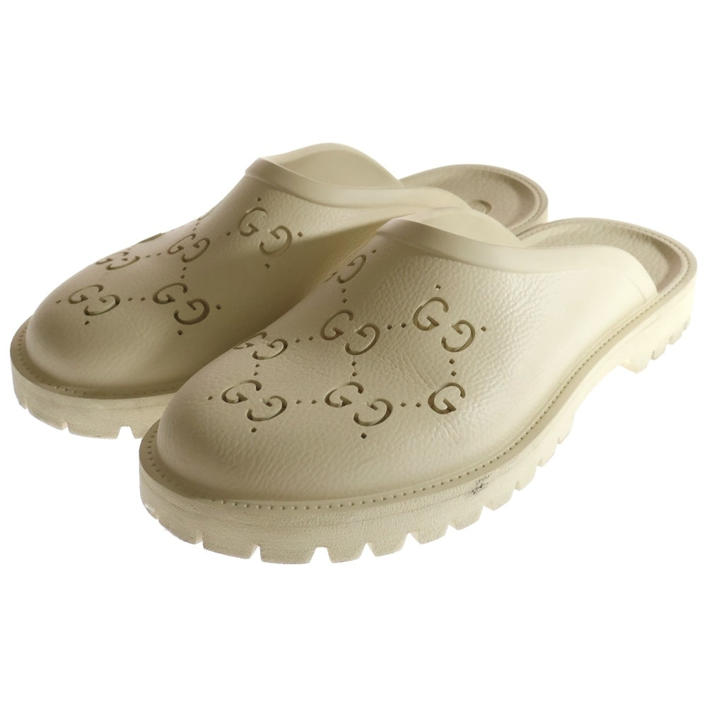 GUCCI(グッチ) パーフォレーテッドGG ラバースリッポン サンダル アイボリー 655517
