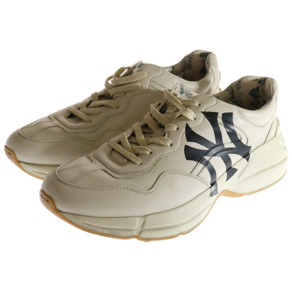 GUCCI(グッチ) 19SS ×MLB NY ニューヨークヤンキース プリント ローカット スニーカー アイボリー 548638