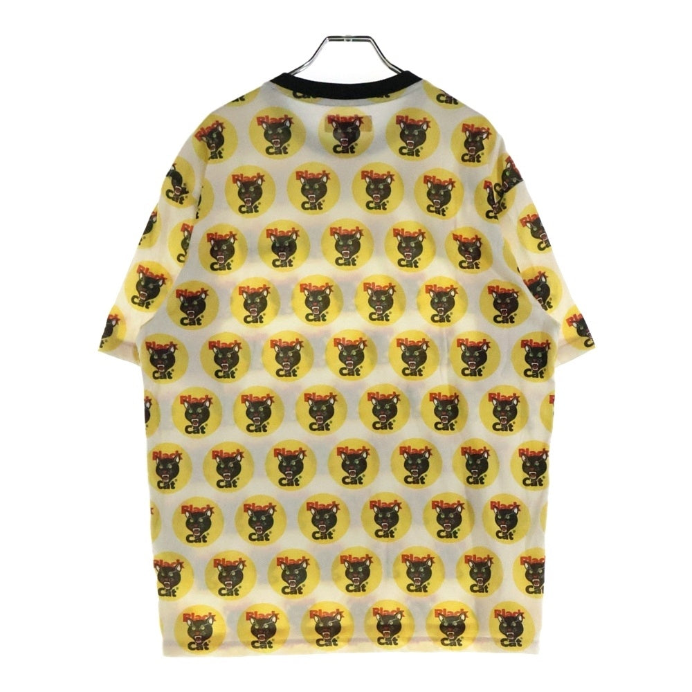 SUPREME(シュプリーム) 24SS Black Cat ブラックキャット総柄 クルーネック 半袖Tシャツ ホワイト/イエロー