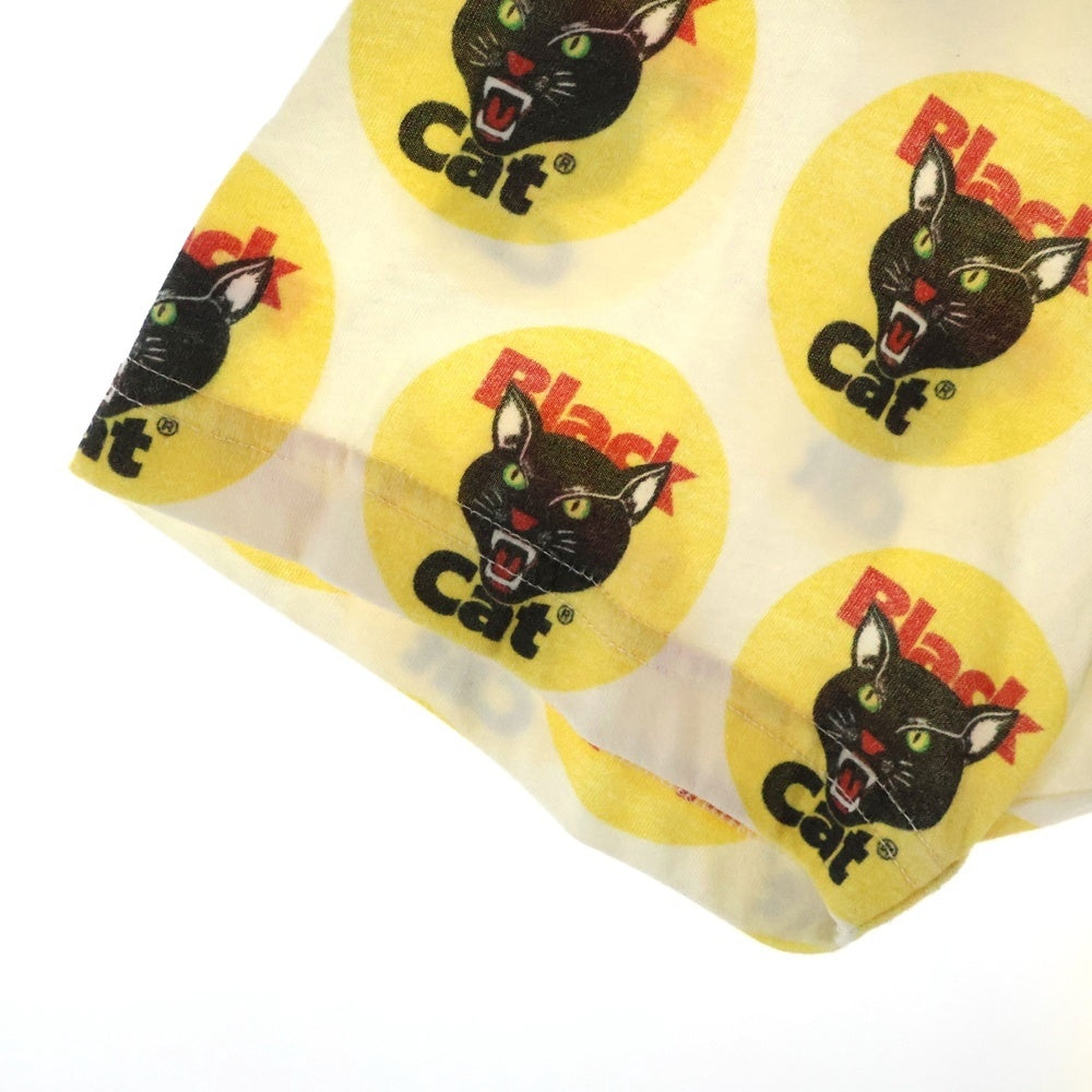 SUPREME(シュプリーム) 24SS Black Cat ブラックキャット総柄 クルーネック 半袖Tシャツ ホワイト/イエロー