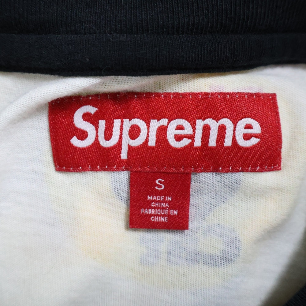 SUPREME(シュプリーム) 24SS Black Cat ブラックキャット総柄 クルーネック 半袖Tシャツ ホワイト/イエロー