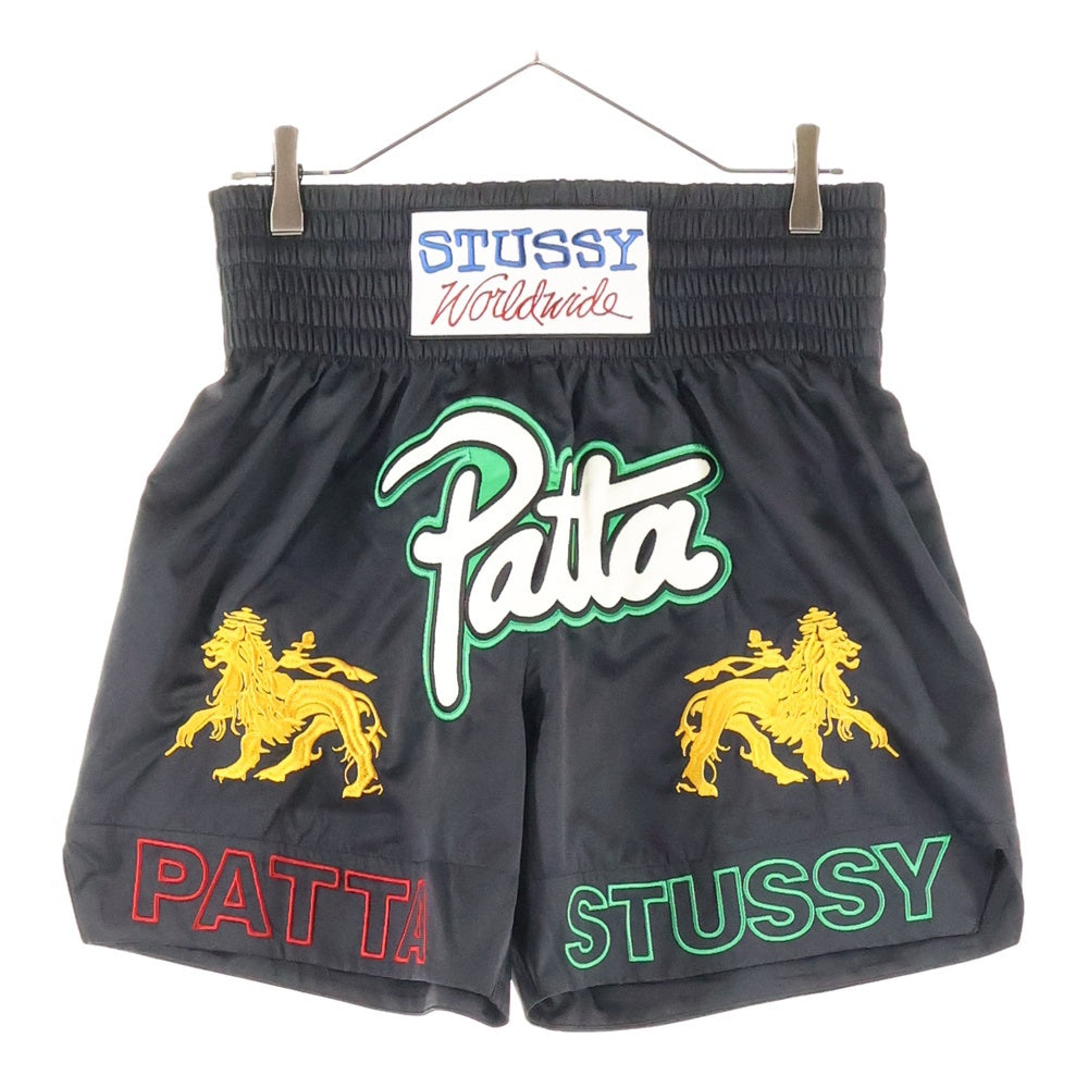STUSSY(ステューシー) ×Patta Boxing フロント刺繍 ボクシング ショーツ ブラック SU24 312024