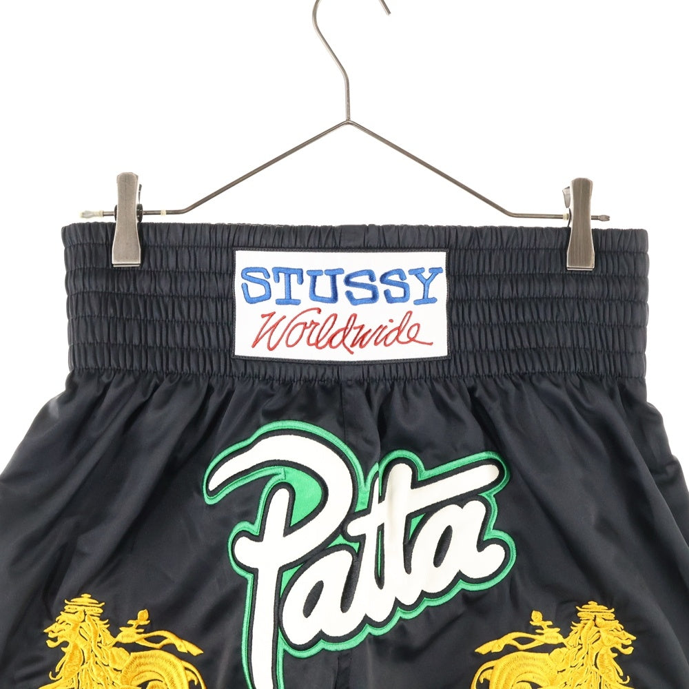 STUSSY(ステューシー) ×Patta Boxing フロント刺繍 ボクシング ショーツ ブラック SU24 312024