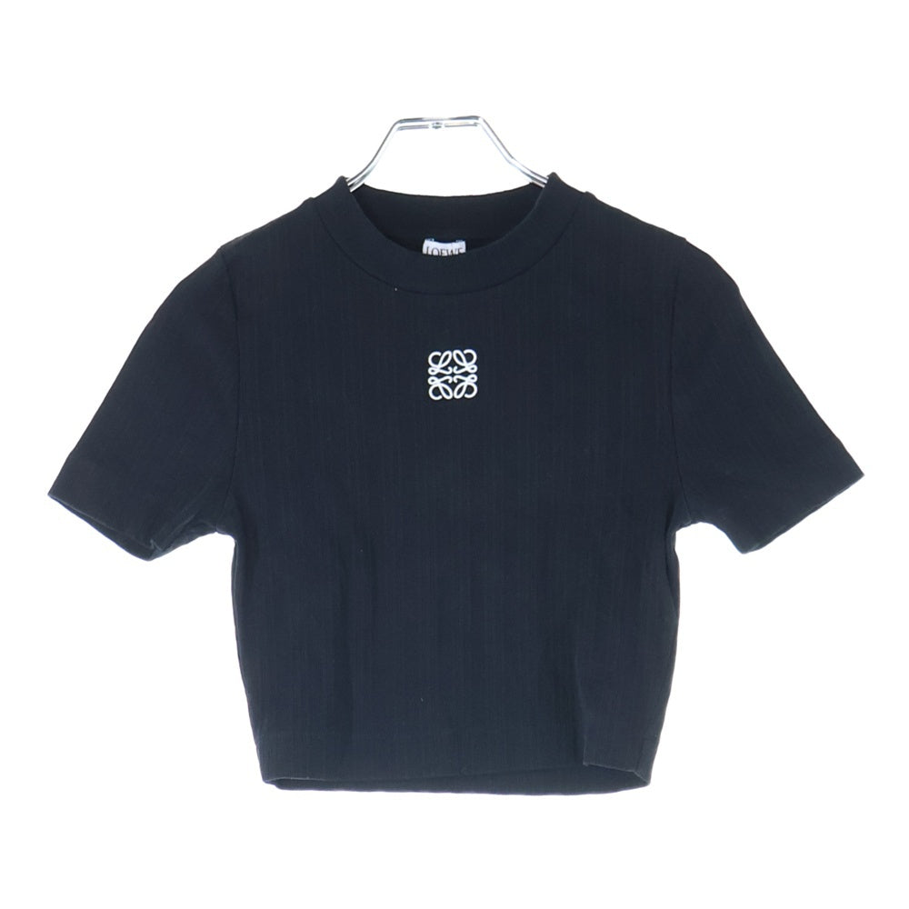 LOEWE(ロエベ) アナグラム フロントロゴ クロップドTシャツ 半袖カットソー レディース ブラック