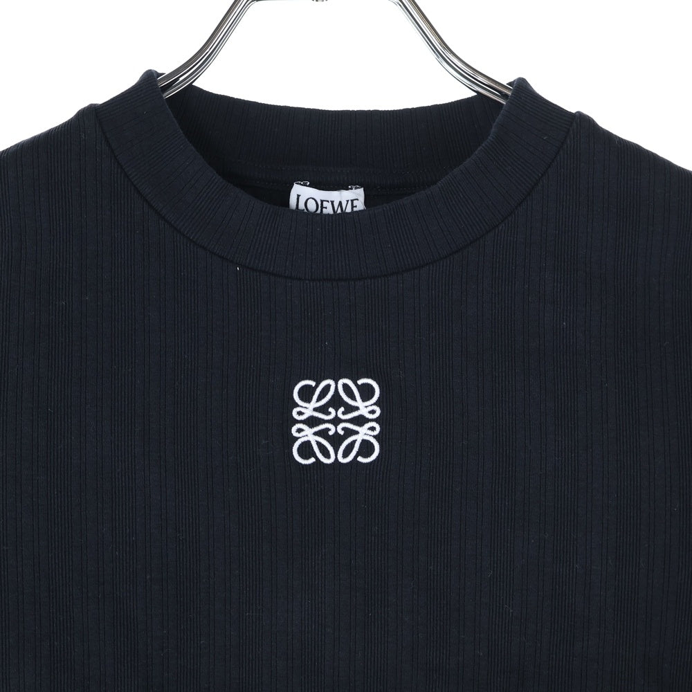 LOEWE(ロエベ) アナグラム フロントロゴ クロップドTシャツ 半袖カットソー レディース ブラック