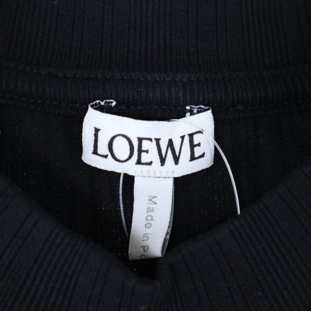 LOEWE(ロエベ) アナグラム フロントロゴ クロップドTシャツ 半袖カットソー レディース ブラック