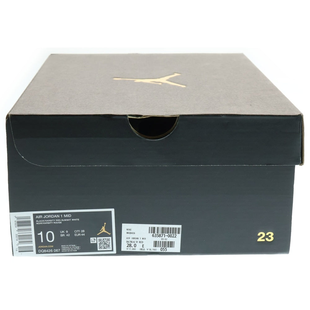 NIKE(ナイキ) AIR JORDAN 1 MID BRED エアジョーダン1 ブレッド ミッドカットスニーカー ブラック/レッド US10/28cm DQ8426-067
