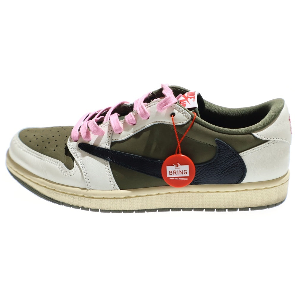 NIKE(ナイキ) ×TRAVIS SCOTT AIR JORDAN 1 LOW OG REVERSE OLIVE ×トラヴィススコット エアジョーダン1 リバースオリーブ ローカットスニーカー US9/27cm DM7866-200