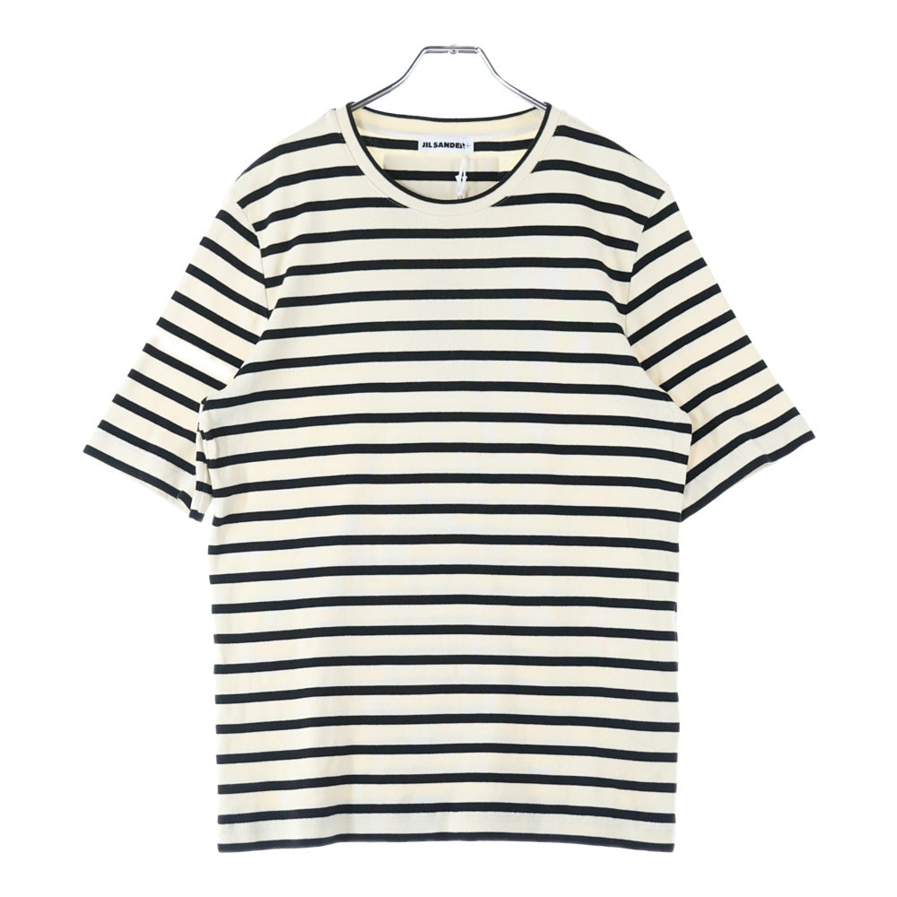 JIL SANDER(ジルサンダー) ボーダー ニット クルーネック 半袖Tシャツ アイボリー/ブラック J47GC0109 J46497