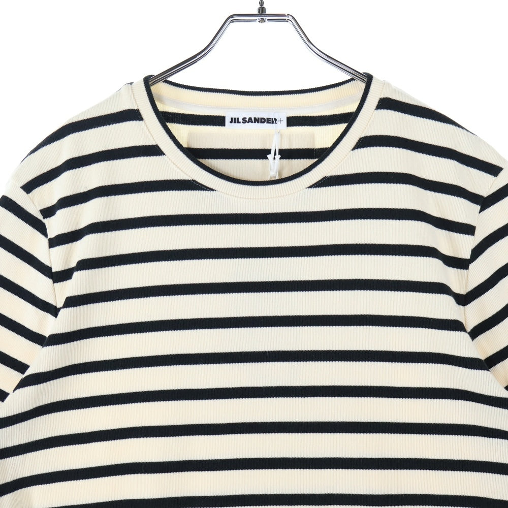 JIL SANDER(ジルサンダー) ボーダー ニット クルーネック 半袖Tシャツ アイボリー/ブラック J47GC0109 J46497