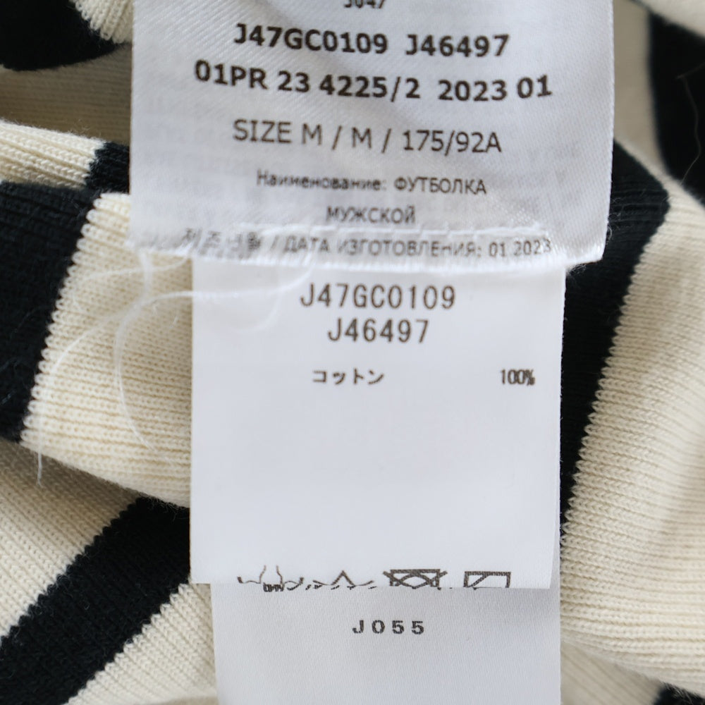 JIL SANDER(ジルサンダー) ボーダー ニット クルーネック 半袖Tシャツ アイボリー/ブラック J47GC0109 J46497