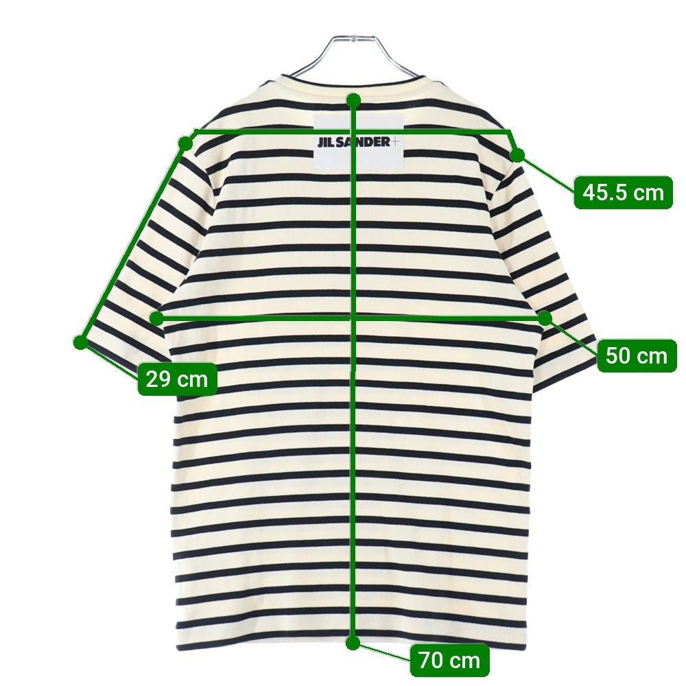JIL SANDER(ジルサンダー) ボーダー ニット クルーネック 半袖Tシャツ アイボリー/ブラック J47GC0109 J46497