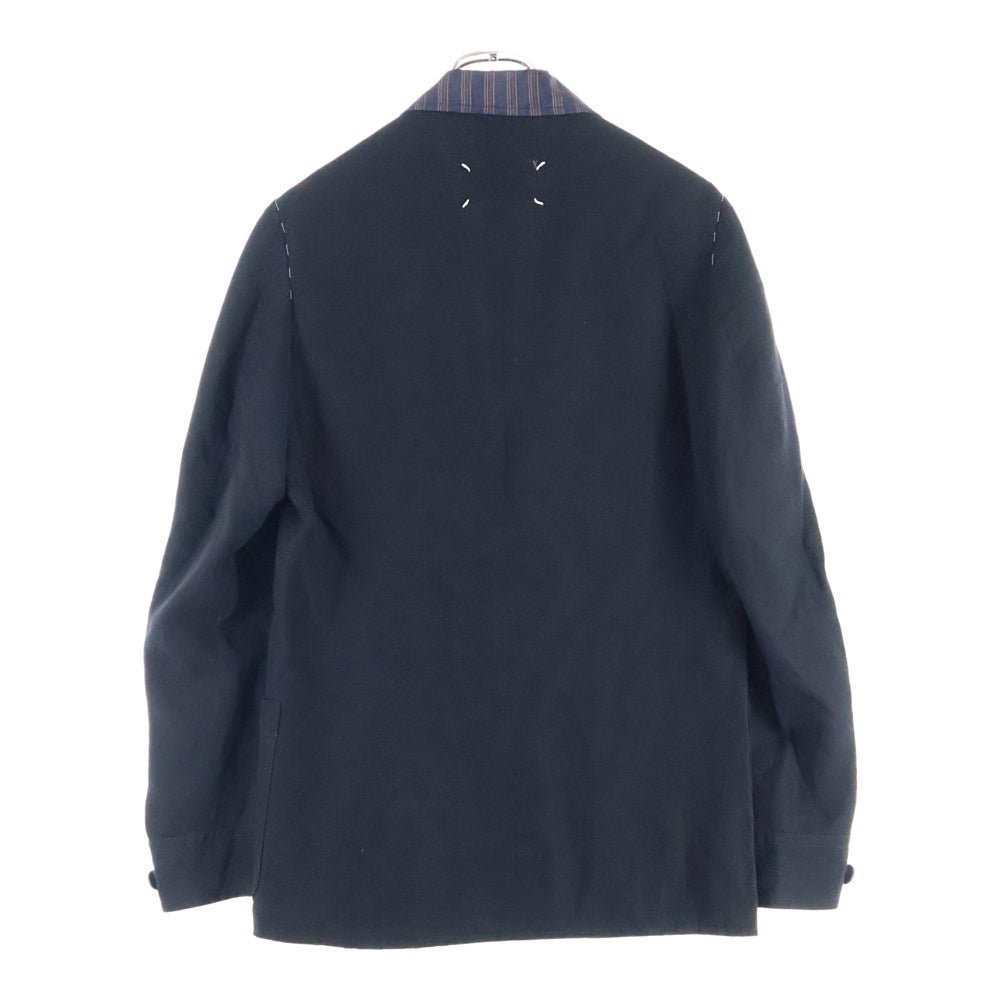 Maison Margiela 1 10(メゾンマルジェラ 1 10) 21SS SINGLE BREASTED JACKET リネン地 裏地ストライプ テーラードジャケット ブラック S50BN0468 S53802