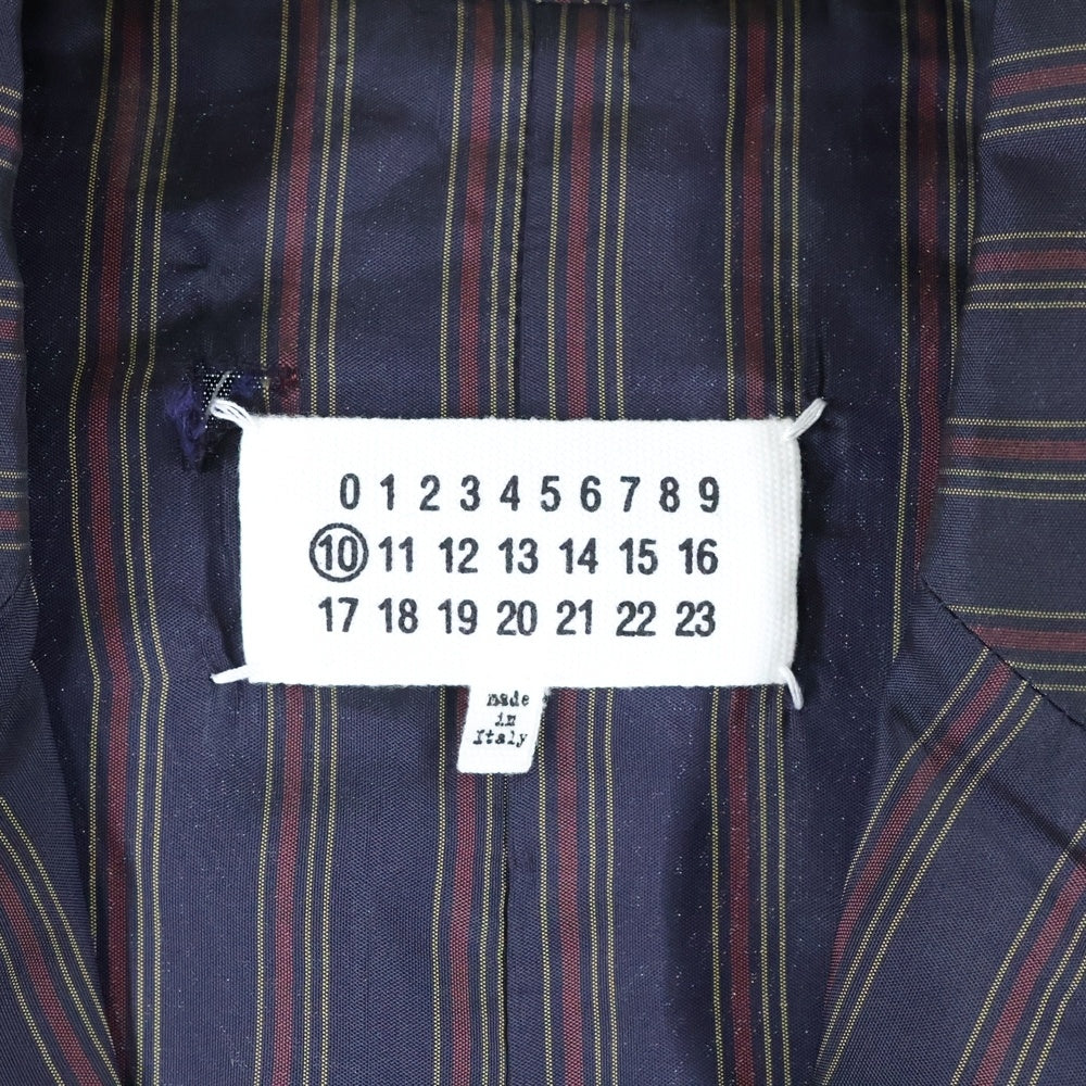 Maison Margiela 1 10(メゾンマルジェラ 1 10) 21SS SINGLE BREASTED JACKET リネン地 裏地ストライプ テーラードジャケット ブラック S50BN0468 S53802