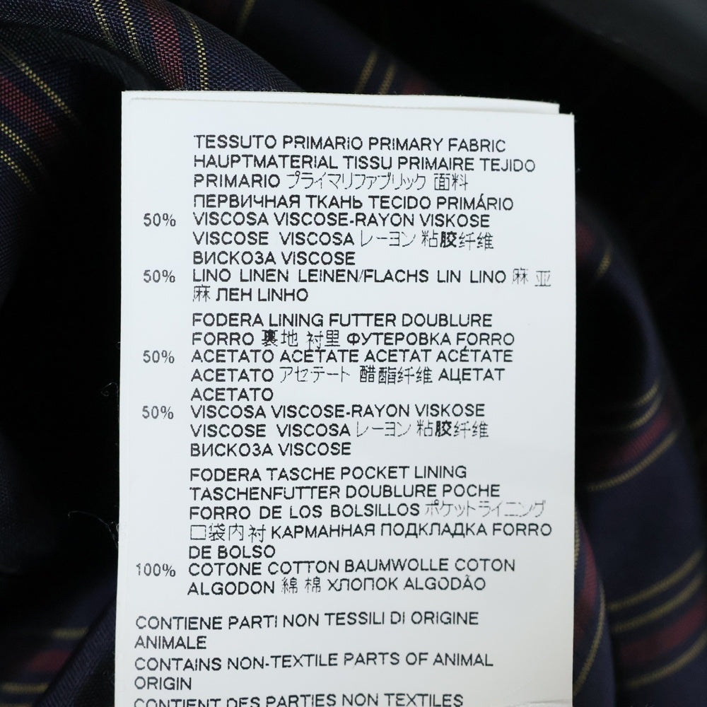 Maison Margiela 1 10(メゾンマルジェラ 1 10) 21SS SINGLE BREASTED JACKET リネン地 裏地ストライプ テーラードジャケット ブラック S50BN0468 S53802