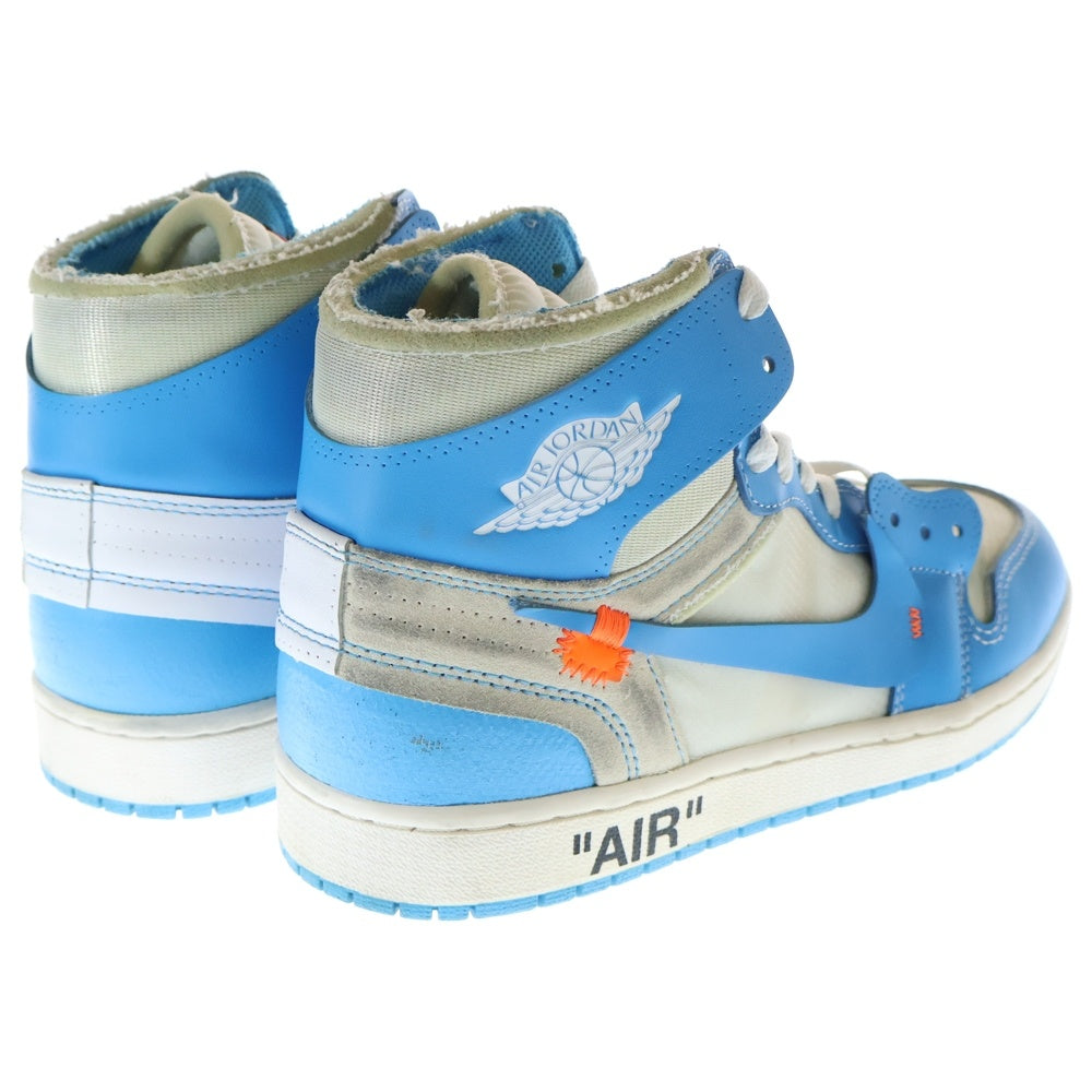 NIKE(ナイキ) ×OFF-WHITE AIR JORDAN 1 POWDER BLUE UNC AQ0818-148 オフホワイト エアジョーダン1 パウダーブルー ハイカットスニーカー ホワイト/ブルー US9/27cm