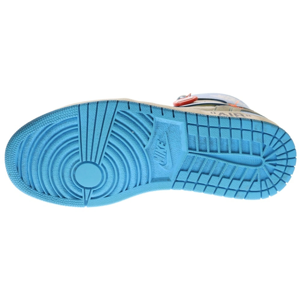 NIKE(ナイキ) ×OFF-WHITE AIR JORDAN 1 POWDER BLUE UNC AQ0818-148 オフホワイト エアジョーダン1 パウダーブルー ハイカットスニーカー ホワイト/ブルー US9/27cm