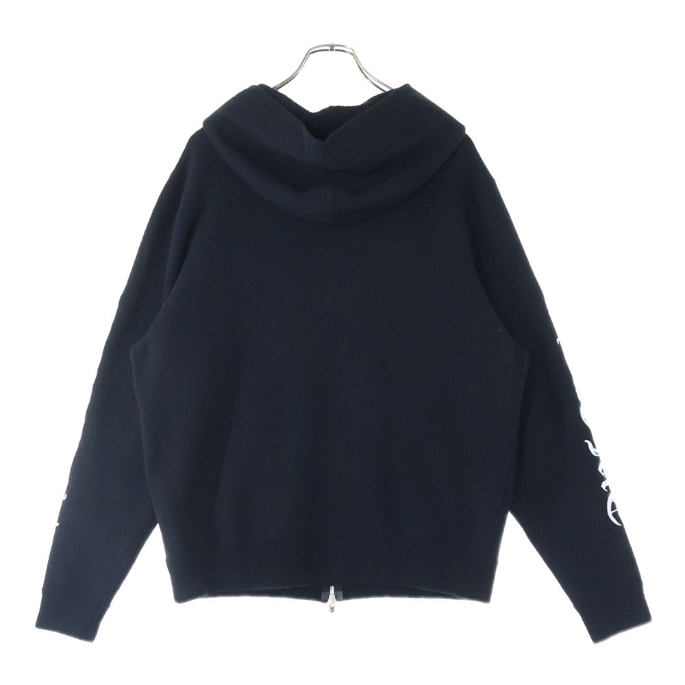 CHROME HEARTS(クロムハーツ) U LIFE SENTENCE 袖ロゴ刺繍カシミヤプルオーバーパーカー ブラック