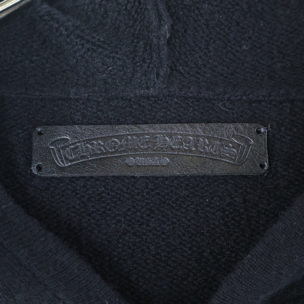 CHROME HEARTS(クロムハーツ) U LIFE SENTENCE 袖ロゴ刺繍カシミヤプルオーバーパーカー ブラック