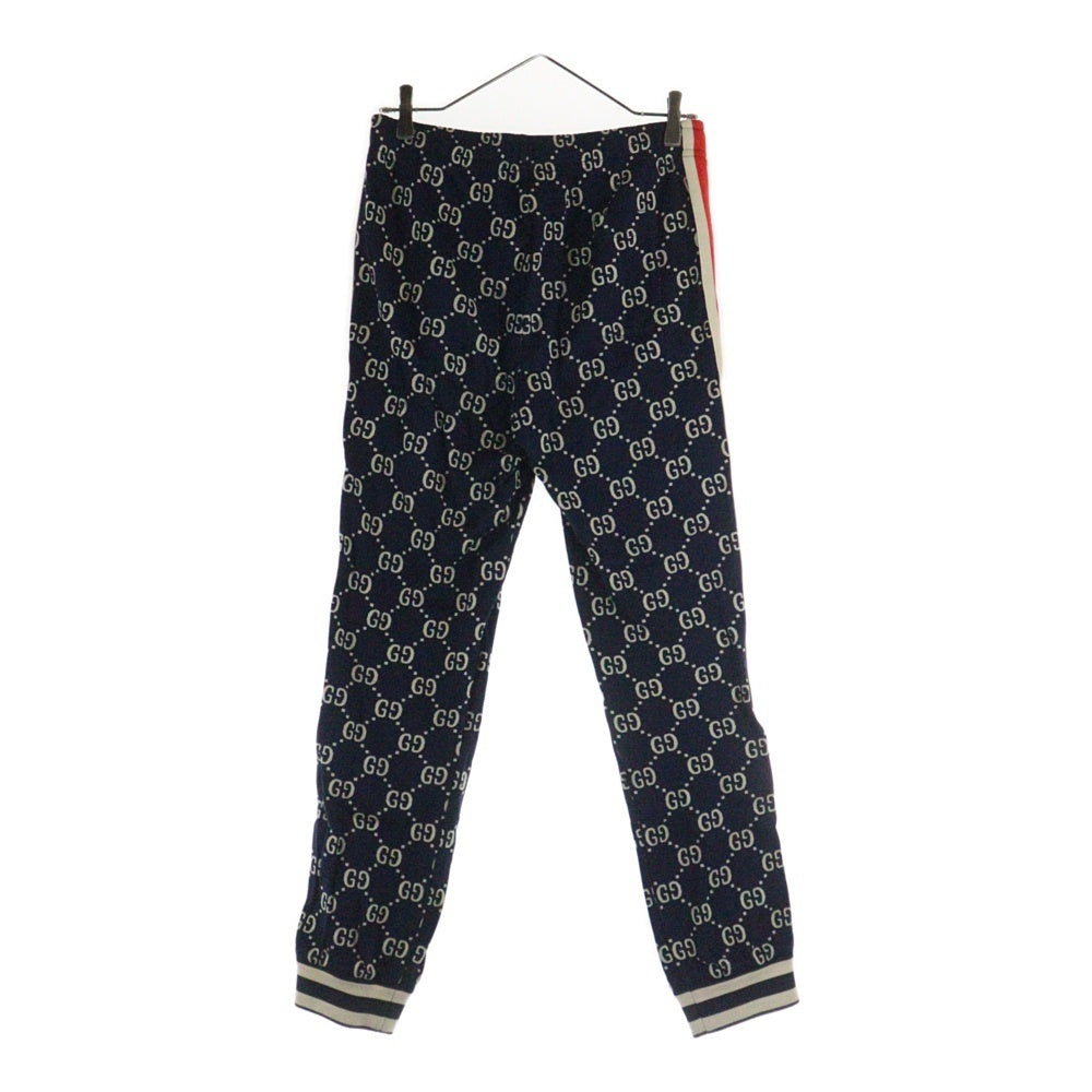 GUCCI(グッチ) 18AW GG Jacquard Sweat Pants GGジャカード コットン サイドライン トラックパンツ ネイビー 496920 X9V05
