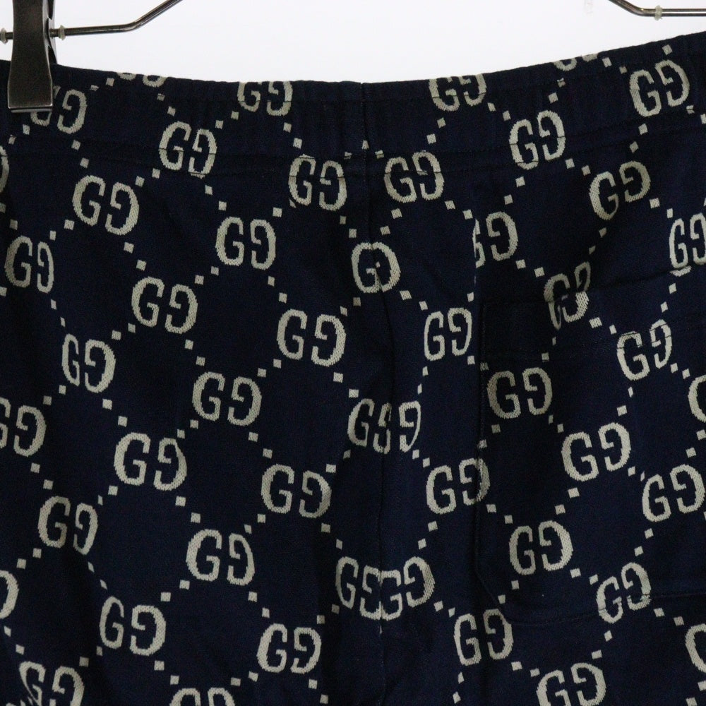 GUCCI(グッチ) 18AW GG Jacquard Sweat Pants GGジャカード コットン サイドライン トラックパンツ ネイビー 496920 X9V05