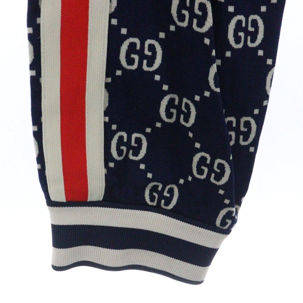 GUCCI(グッチ) 18AW GG Jacquard Sweat Pants GGジャカード コットン サイドライン トラックパンツ ネイビー 496920 X9V05