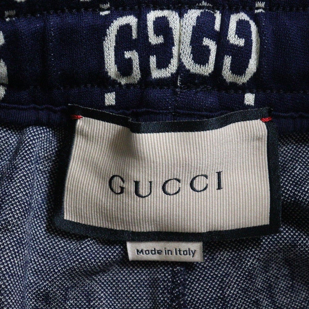 GUCCI(グッチ) 18AW GG Jacquard Sweat Pants GGジャカード コットン サイドライン トラックパンツ ネイビー 496920 X9V05