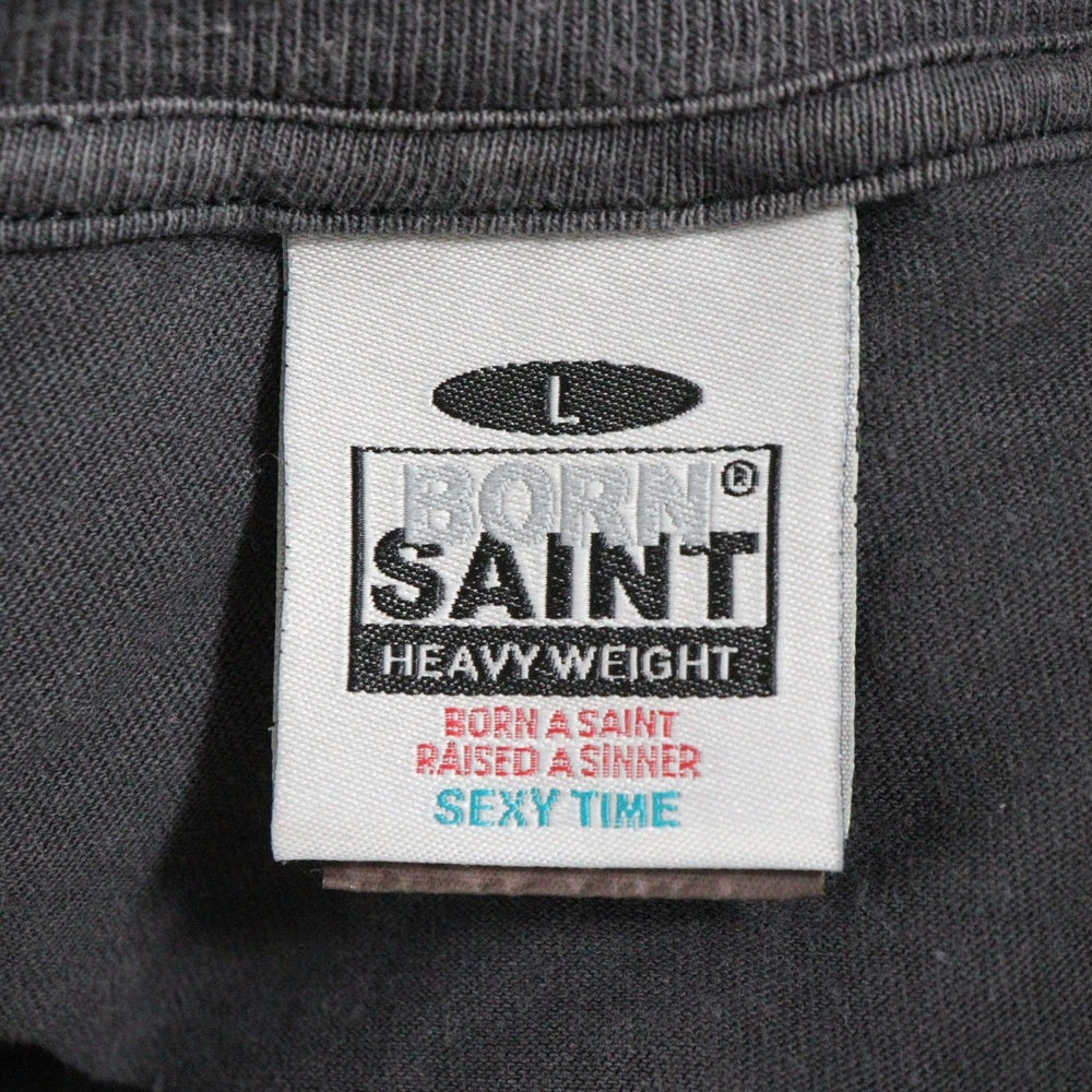 SAINT MICHAEL(セントマイケル) 24AW BORN & RAISED ボーンアンドレイズド クルーネック 長袖カットソー Tシャツ グレー SM-YS1-0000-C40