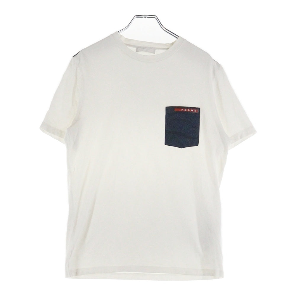 PRADA(プラダ) フロントラバーロゴ クルーネック 半袖Tシャツ ホワイト SJM979 R151 710