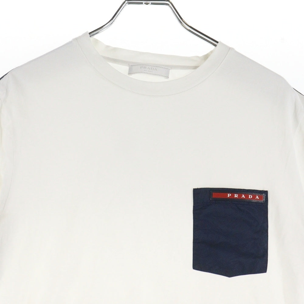 PRADA(プラダ) フロントラバーロゴ クルーネック 半袖Tシャツ ホワイト SJM979 R151 710