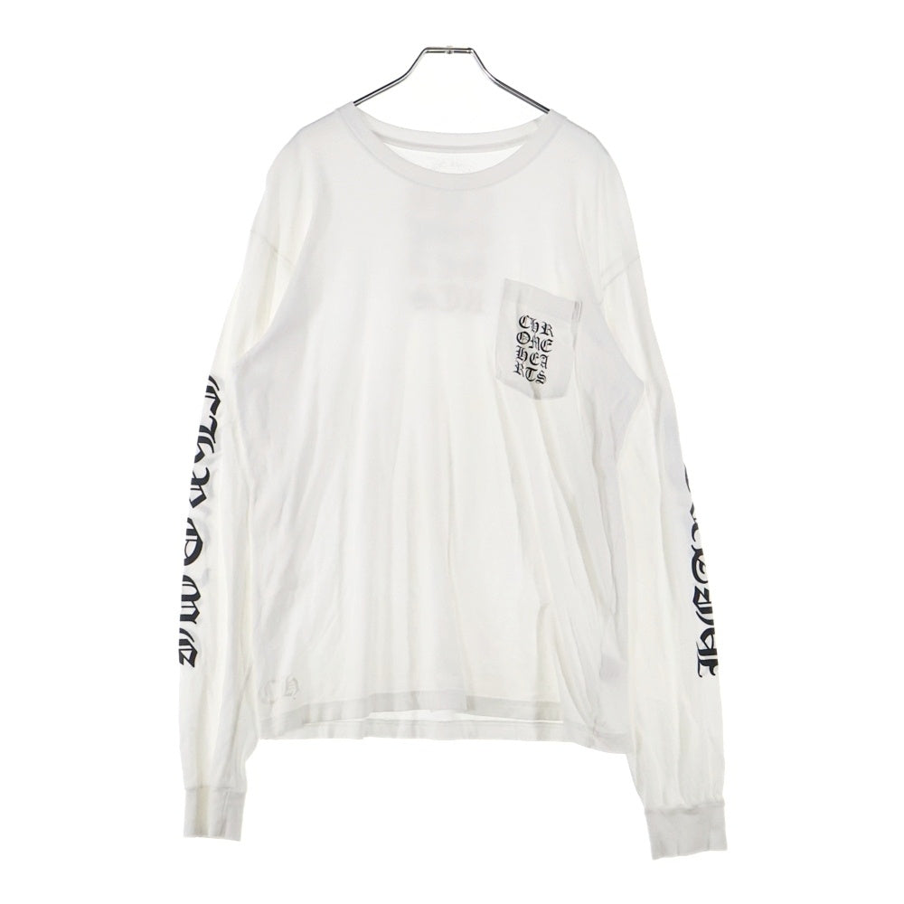 CHROME HEARTS(クロムハーツ) CH T-SHRT 袖ロゴプリント クルーネック 長袖Tシャツ ホワイト
