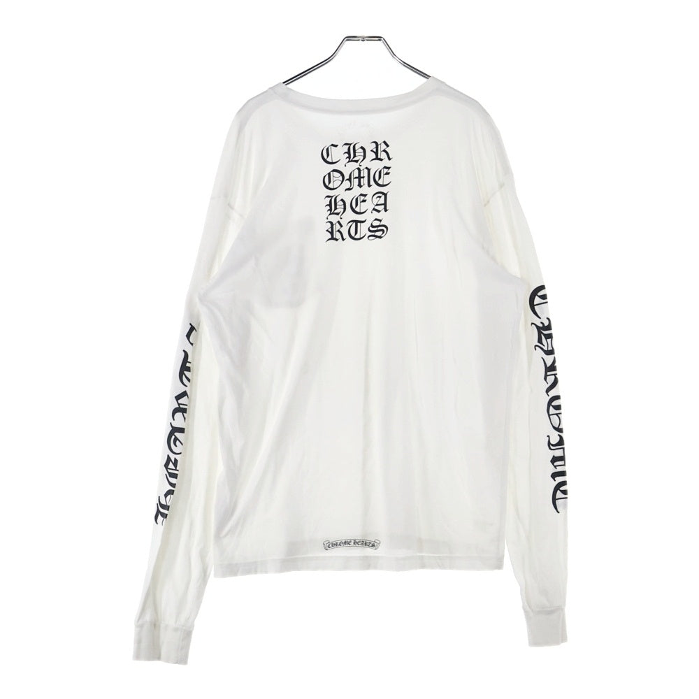 CHROME HEARTS(クロムハーツ) CH T-SHRT 袖ロゴプリント クルーネック 長袖Tシャツ ホワイト