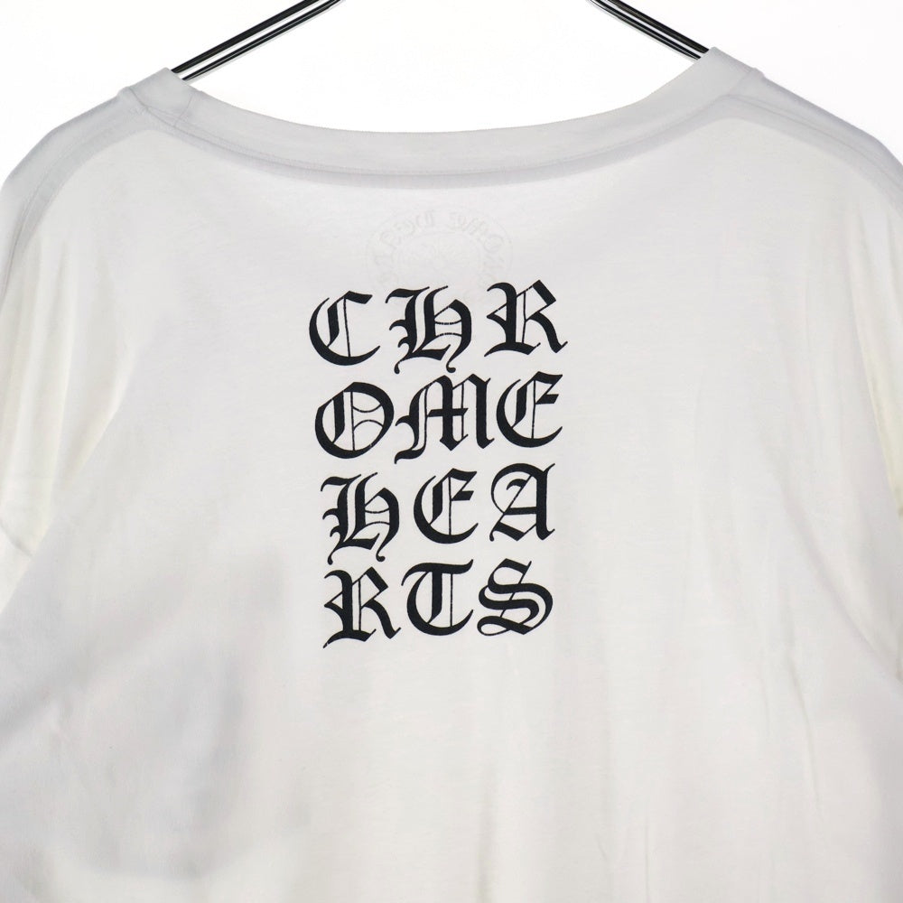 CHROME HEARTS(クロムハーツ) CH T-SHRT 袖ロゴプリント クルーネック 長袖Tシャツ ホワイト