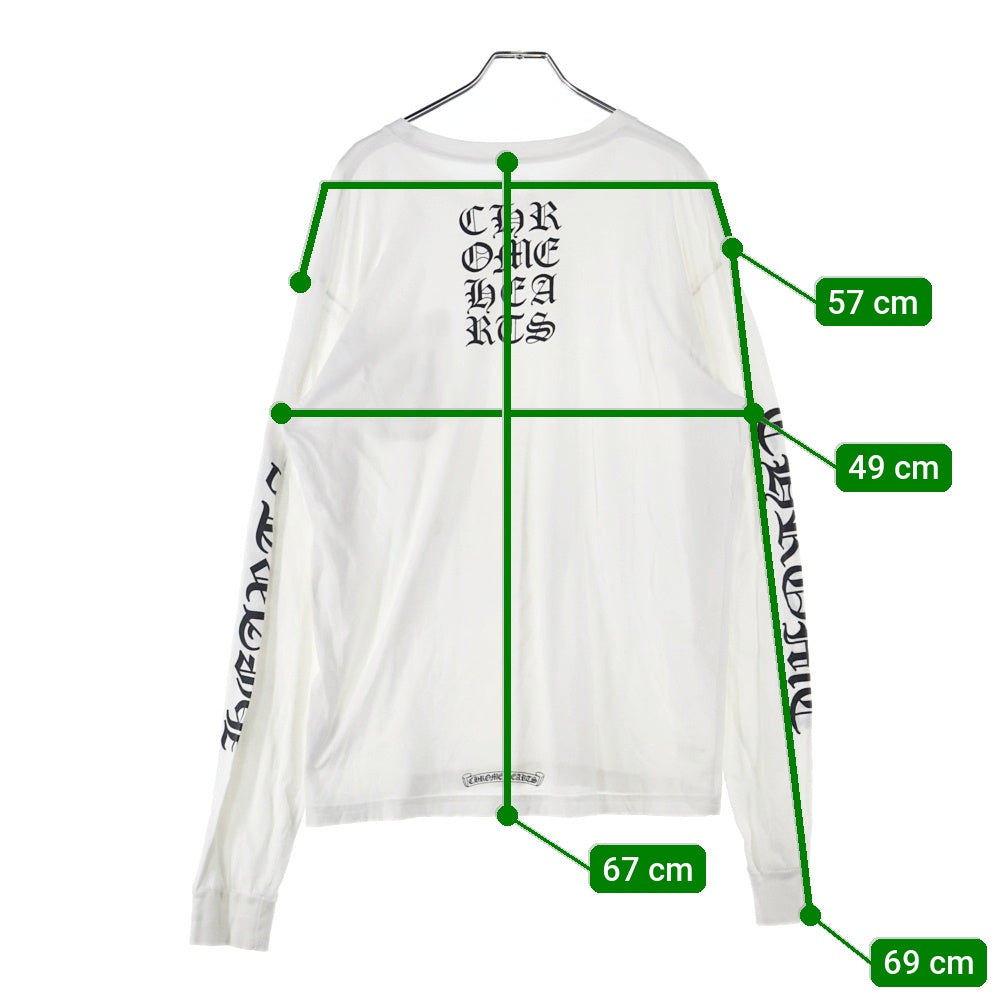 CHROME HEARTS(クロムハーツ) CH T-SHRT 袖ロゴプリント クルーネック 長袖Tシャツ ホワイト