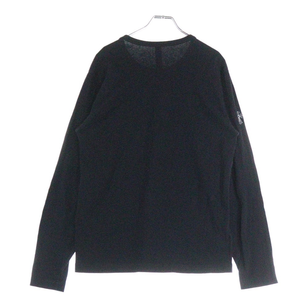 CHROME HEARTS(クロムハーツ) YNOT L/S TEE フロントロゴ刺繍 袖CHクロス刺繍 クルーネック 長袖Tシャツ ブラック