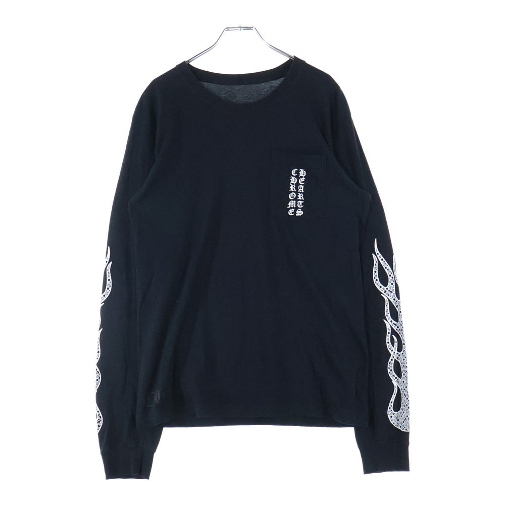 CHROME HEARTS(クロムハーツ) CH TEE 袖CHプラス総柄プリント クルーネック 長袖Tシャツ ブラック
