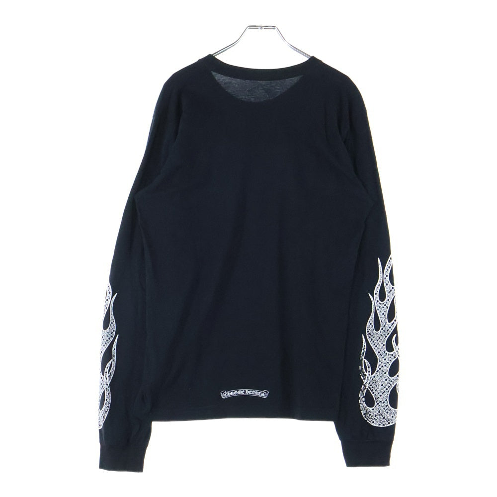 CHROME HEARTS(クロムハーツ) CH TEE 袖CHプラス総柄プリント クルーネック 長袖Tシャツ ブラック
