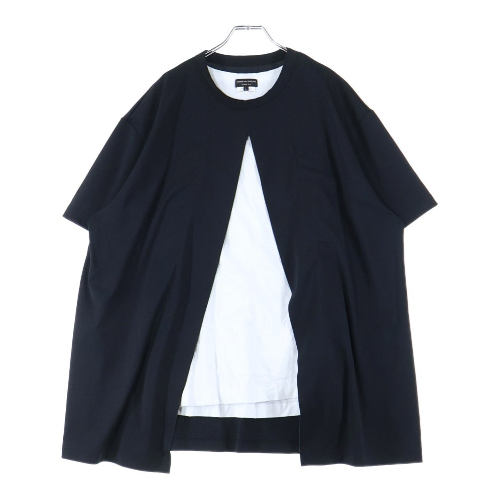 COMME des GARCONS HOMME PLUS(コムデギャルソンオムプリュス) 24AW 2枚仕立て レイヤード Tシャツ 半袖カットソー ブラック/ホワイト PN-T014
