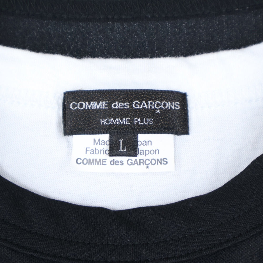 COMME des GARCONS HOMME PLUS(コムデギャルソンオムプリュス) 24AW 2枚仕立て レイヤード Tシャツ 半袖カットソー ブラック/ホワイト PN-T014