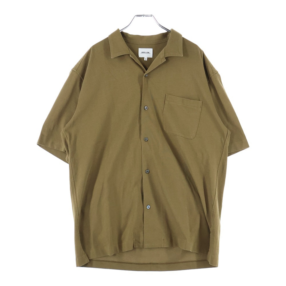 NO BRAND(ノーブランド) MORRIS&SONS オープンカラー 胸ポケット 半袖シャツ ブラウン G21S-106