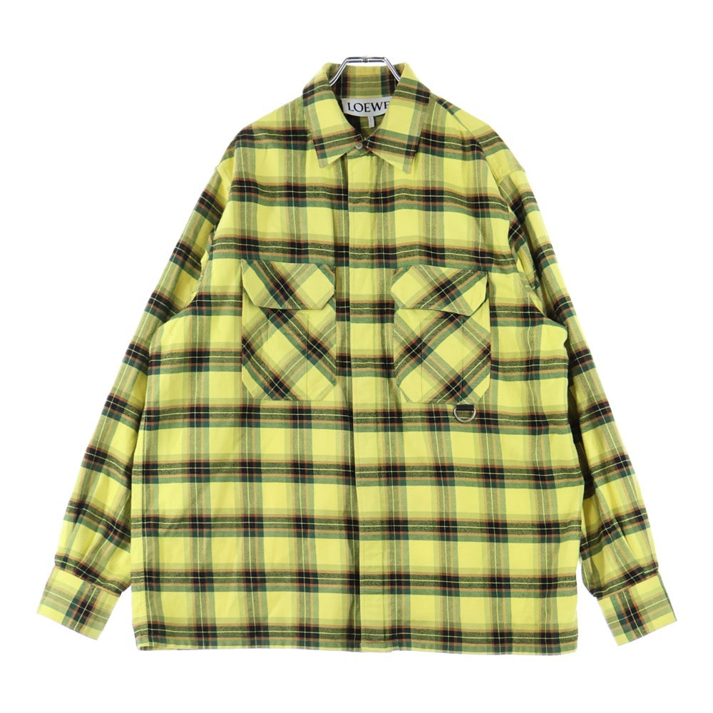 LOEWE(ロエベ) 21AW H526Y05X07 CHECK OVERSIZED SHIRTS チェック ジップアップ オーバーサイズ 長袖シャツ イエロー