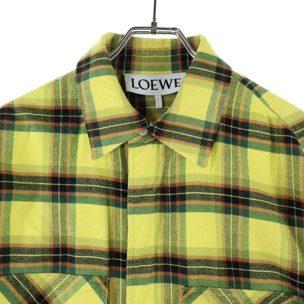 LOEWE(ロエベ) 21AW H526Y05X07 CHECK OVERSIZED SHIRTS チェック ジップアップ オーバーサイズ 長袖シャツ イエロー