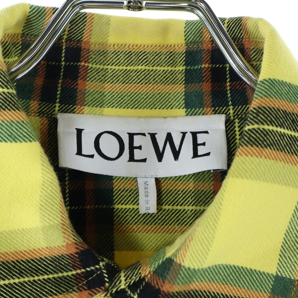 LOEWE(ロエベ) 21AW H526Y05X07 CHECK OVERSIZED SHIRTS チェック ジップアップ オーバーサイズ 長袖シャツ イエロー