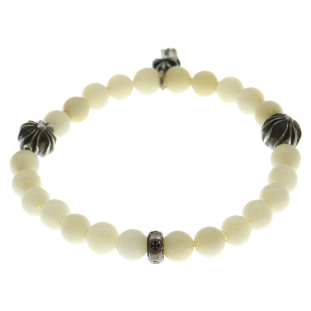 CHROME HEARTS(クロムハーツ) 6mm BEAD 6mmビーズブレス STACK CH CROSS付き BEAD6mmビーズブレスレット ホワイト