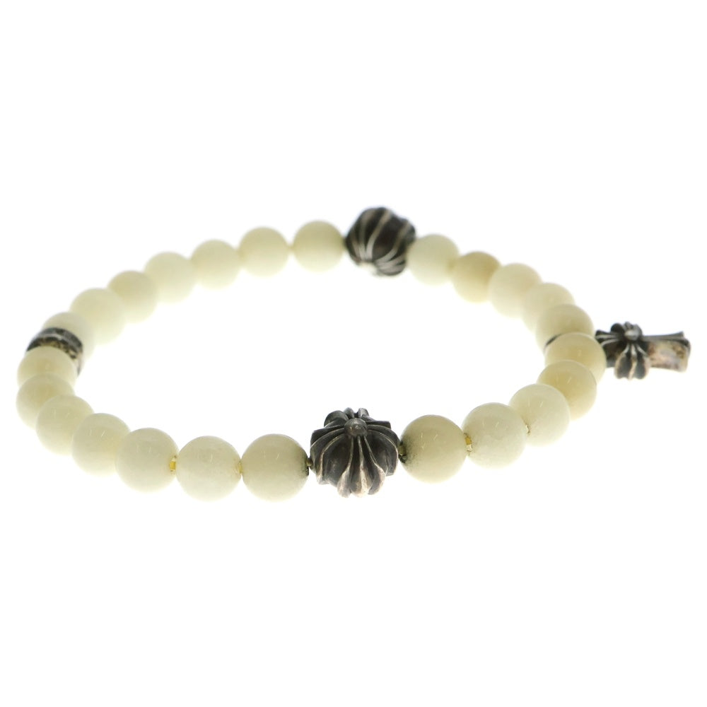 CHROME HEARTS(クロムハーツ) 6mm BEAD 6mmビーズブレス STACK CH CROSS付き BEAD6mmビーズブレスレット ホワイト