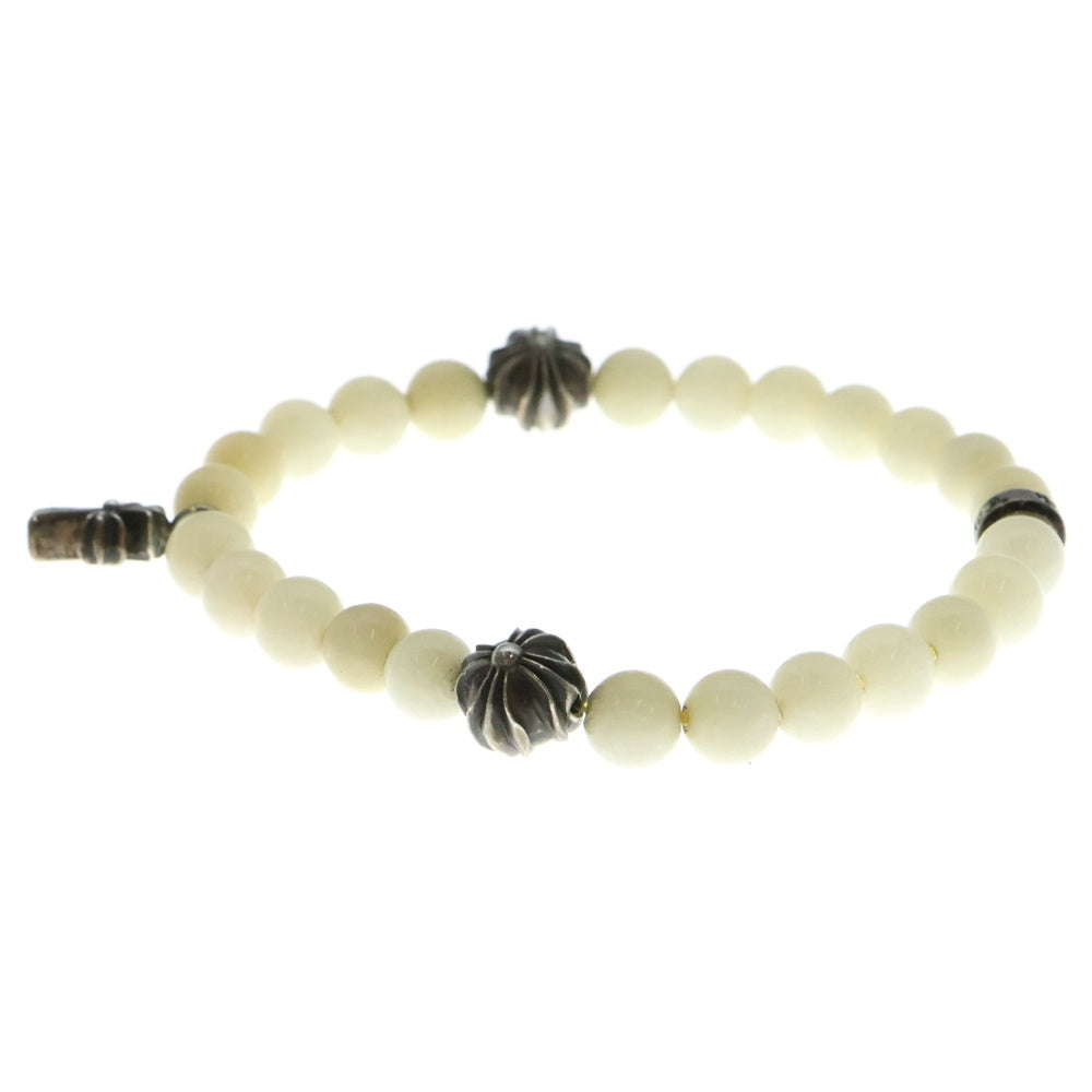 CHROME HEARTS(クロムハーツ) 6mm BEAD 6mmビーズブレス STACK CH CROSS付き BEAD6mmビーズブレスレット ホワイト