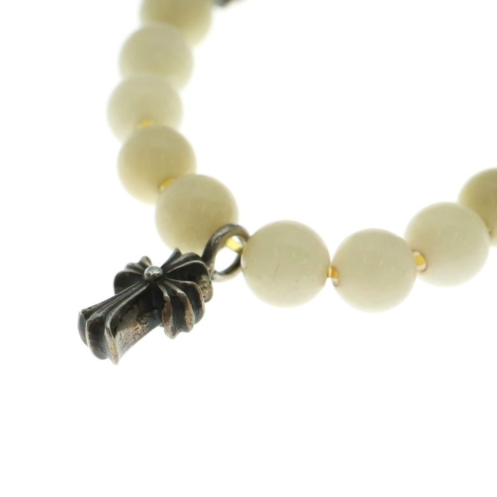 CHROME HEARTS(クロムハーツ) 6mm BEAD 6mmビーズブレス STACK CH CROSS付き BEAD6mmビーズブレスレット ホワイト