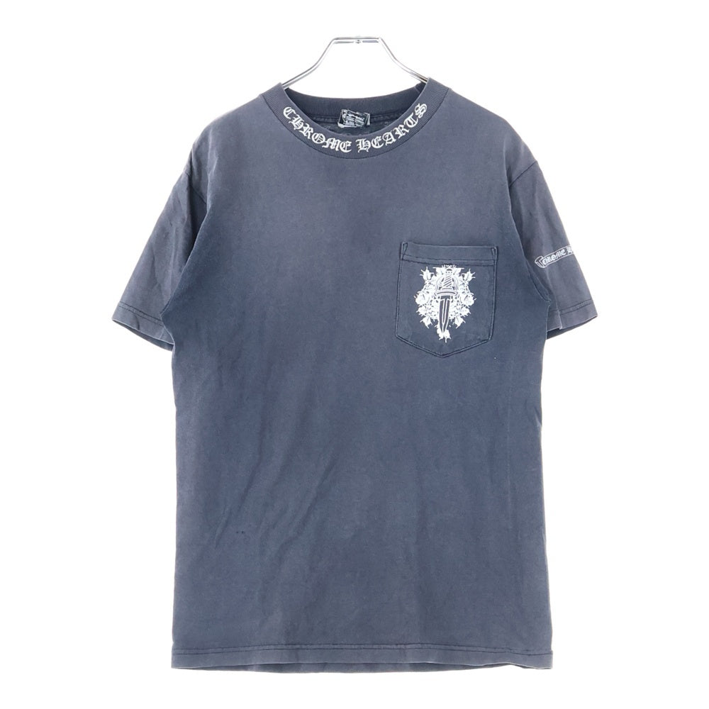 CHROME HEARTS(クロムハーツ) OLD オールド スクロールラベル ダガー ネックプリント 半袖Tシャツ カットソー グレー